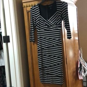 Black and white stripe knee length dress